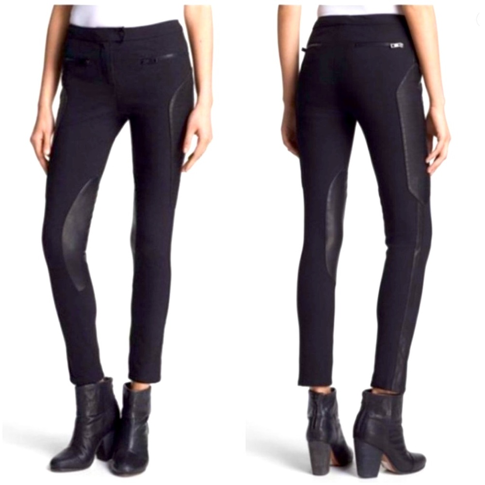 rag & bone Ilford Leather Panel Skinny Black Pants 🐈‍⬛
